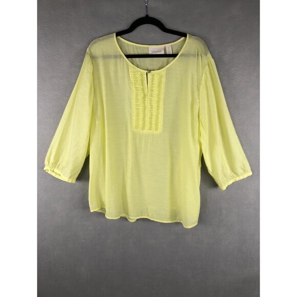 Chico's Women's Size 3 (XL/16) Pop-over Top/Tunic Yellow - Picture 1 of 8